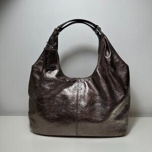 Coach Metallic Rose Gun Metal Julia Leather Hobo 14968